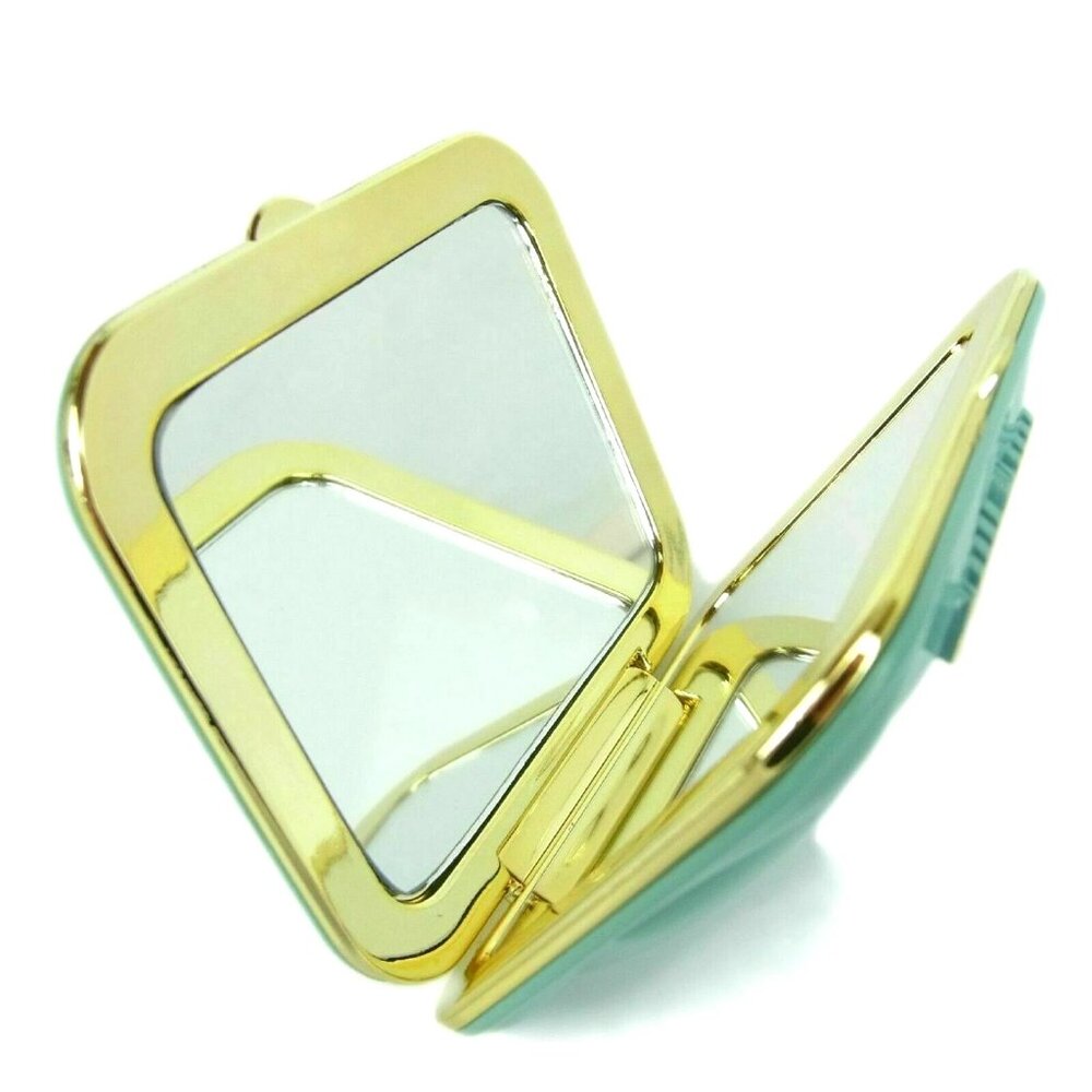 ✨Authentic MIU MIU Prada Teal Blue Quilted Compact Makeup Mirror +Pouch Gift NEW - Picture 6 of 7